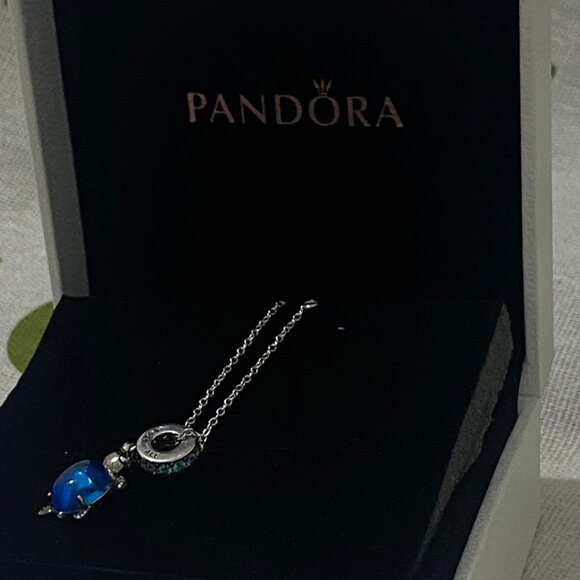 Pandora Turtle Necklace With Blue Diamonds - Picture 5 of 5